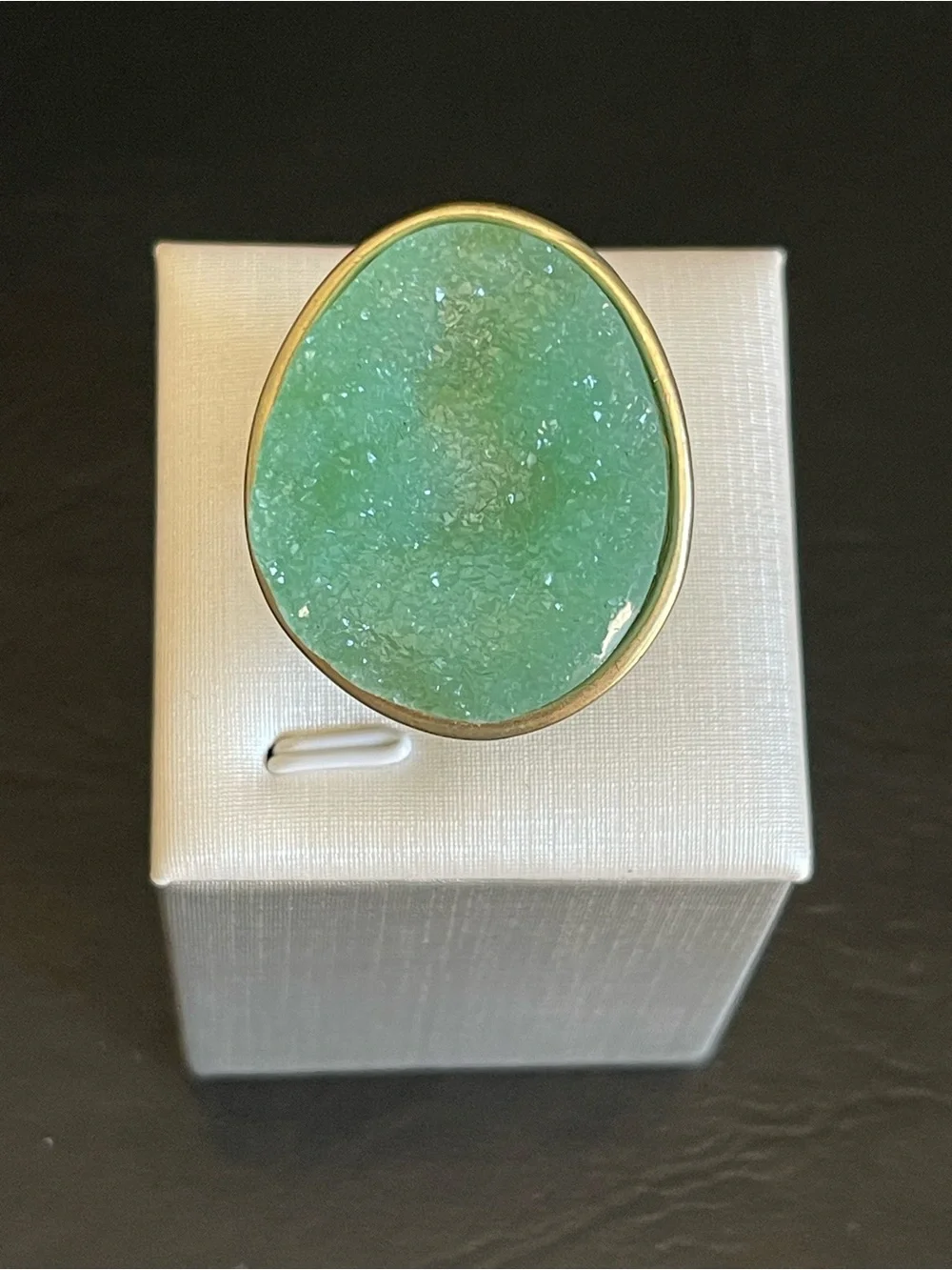Seafoam Druzy stretch Statement Ring .
